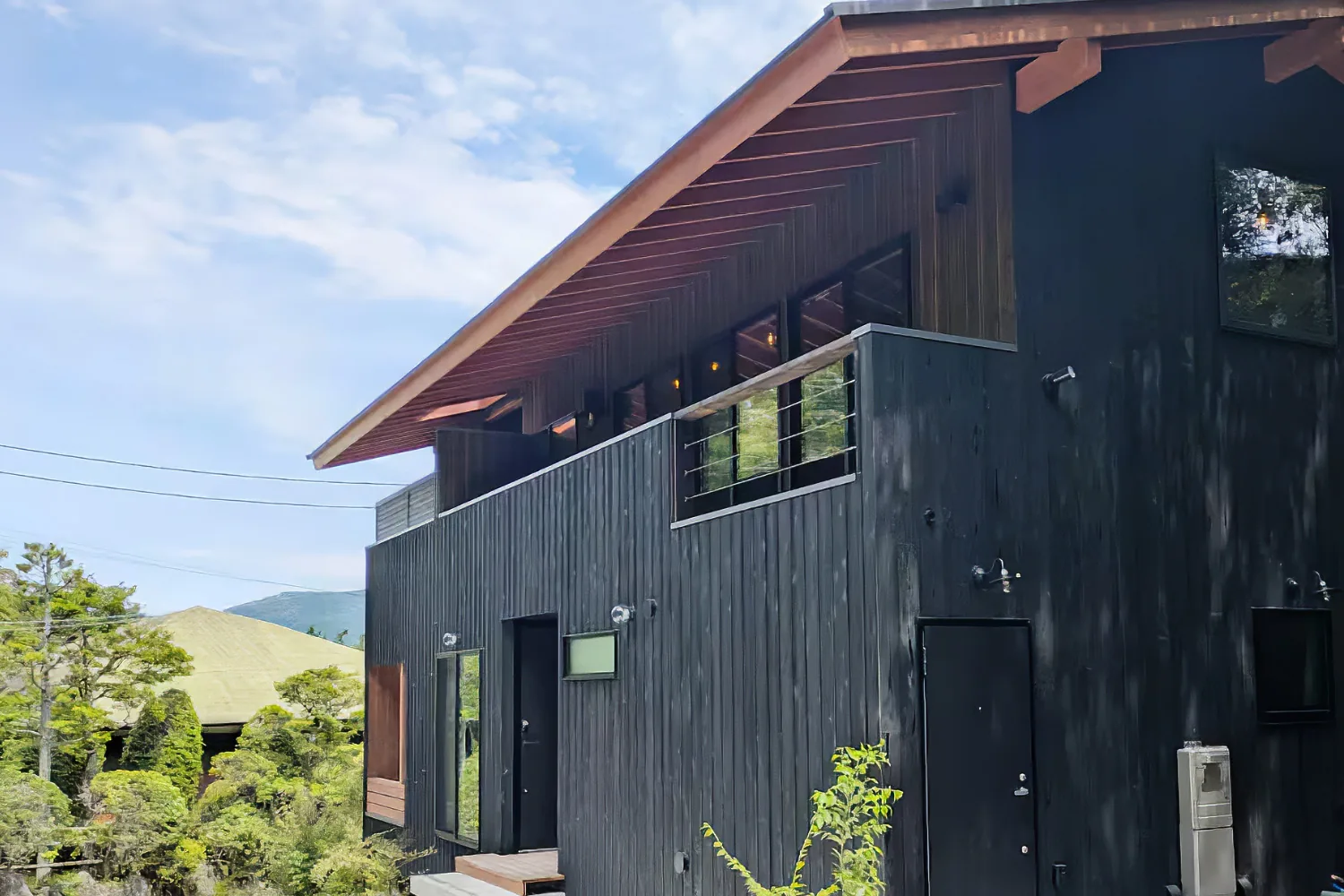 Exterior of Black Diamond Hakone Yuan, a private house in the hills of Ninotaira, Hakone
